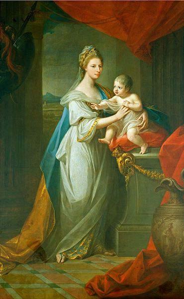 Angelica Kauffmann Portrait of Augusta of Hanover with her first born son Karl Georg of Brunswick oil painting picture